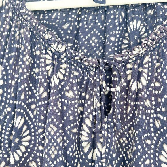 Lucky Brand Womens Artsy Casual Work Viscose Peasant Blouse Size‎ 3X Navy White - Picture 3 of 7